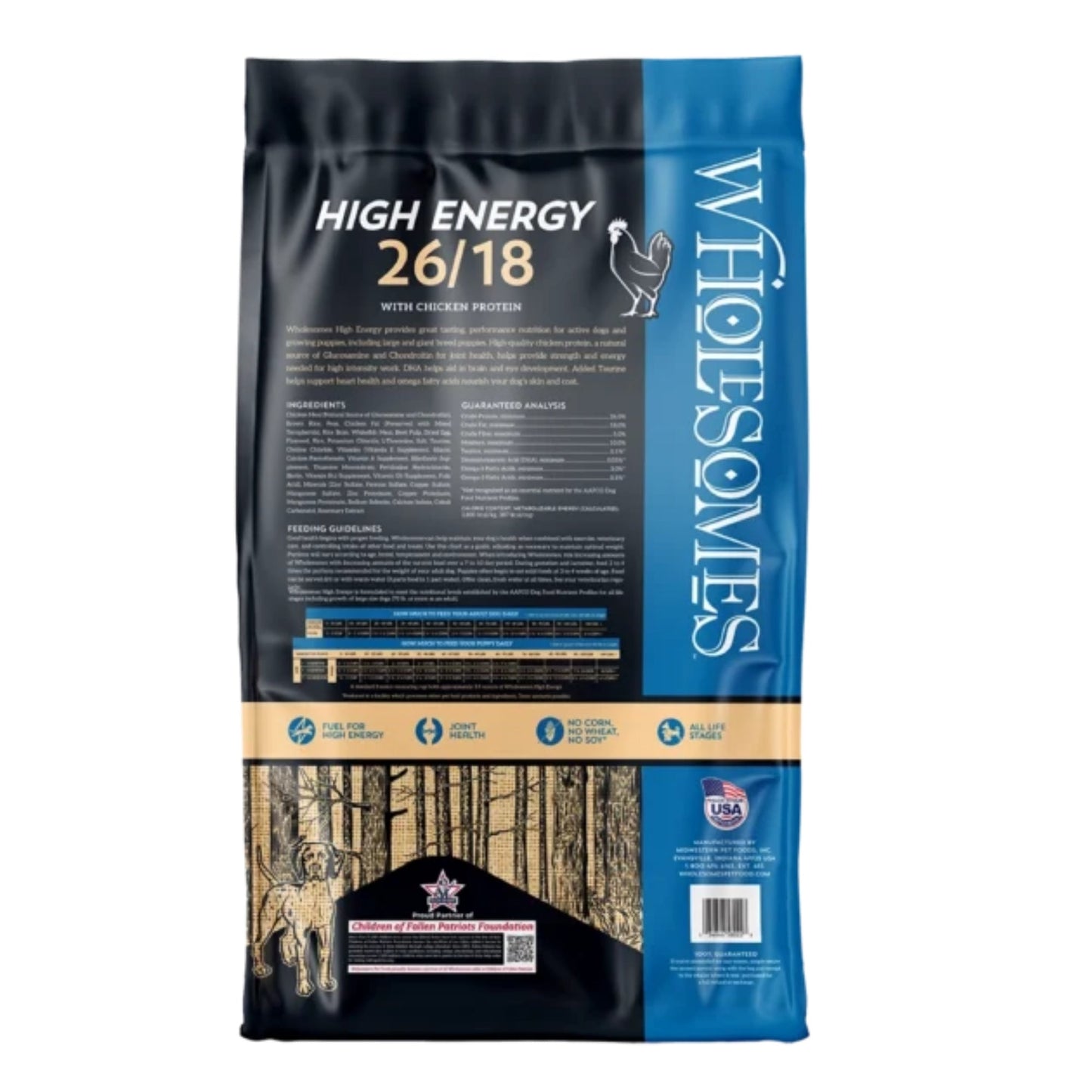 Wholesomes High Energy 26/18 Dry Dog Food Chicken 40lb