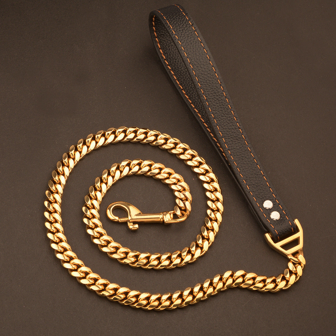 Heavy-Duty Cuban Chain Dog Collar – Stainless Steel & Titanium Steel for Training & Walking