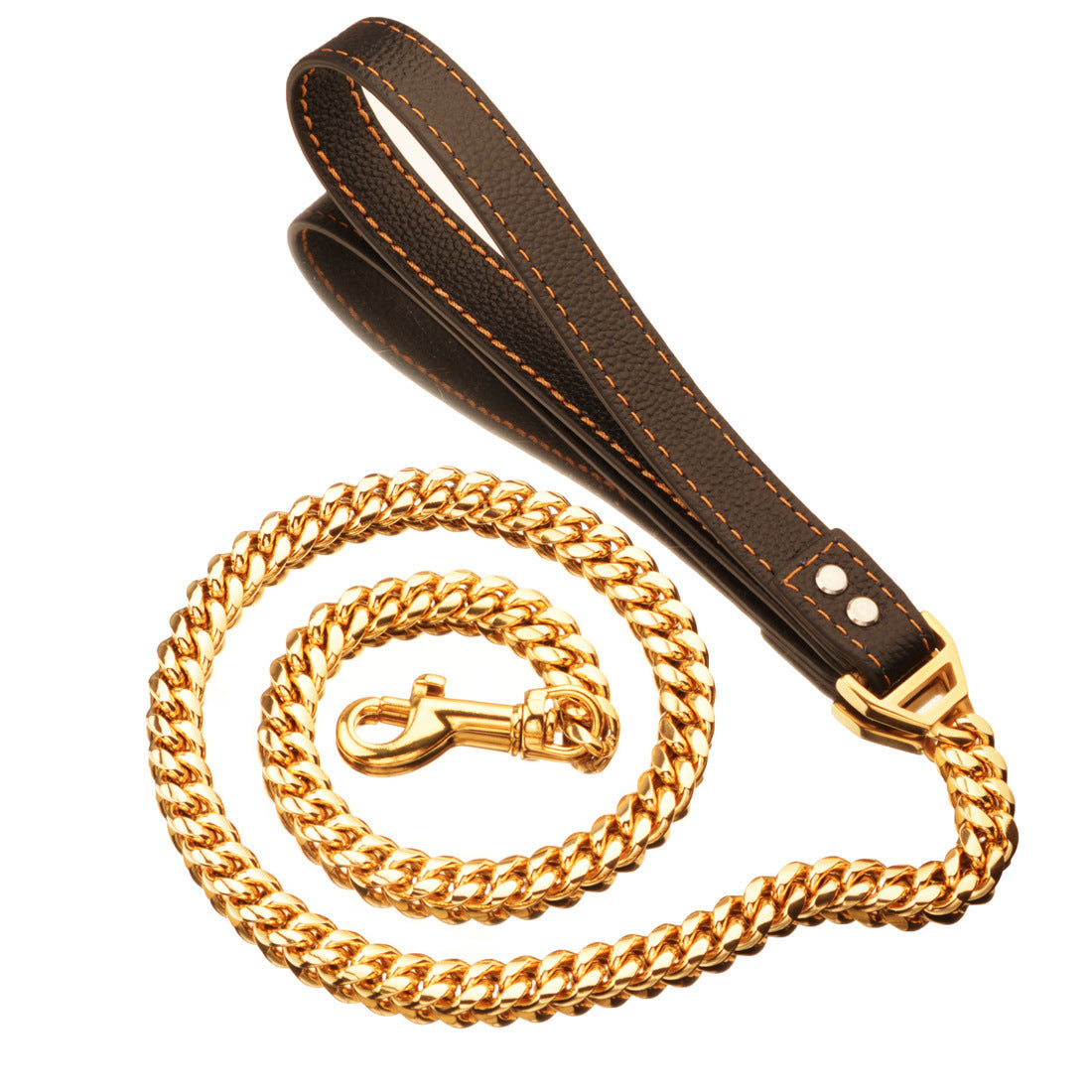 Heavy-Duty Cuban Chain Dog Collar – Stainless Steel & Titanium Steel for Training & Walking
