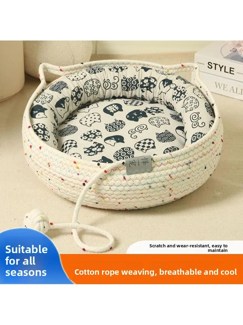 Tear-Resistant Woven Rope Scratching Board Toy Interactive Ball Pet Nest All Season Popular Toy Ball Pet Supplies