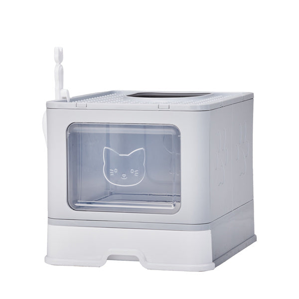 Enclosed Cat Litter Box with One-Way Access & Slide-Out Tray – Spacious, Odor-Control, and Easy to Clean