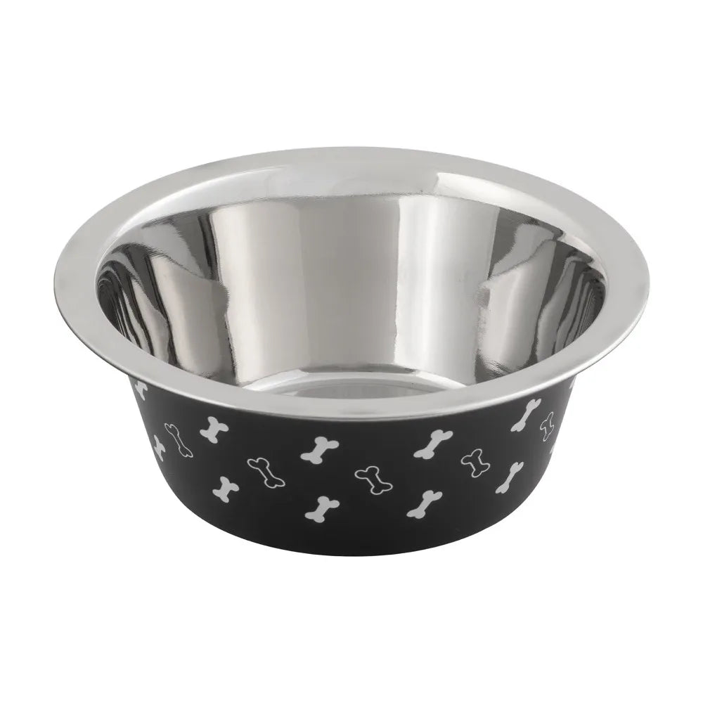Stainless Steel Dog Bowl with Bone Design Pet Food Water Feeder Dish 760ml Anti Slip Non Skid Heavy Duty Pet Supplies for Dogs Cats Pets