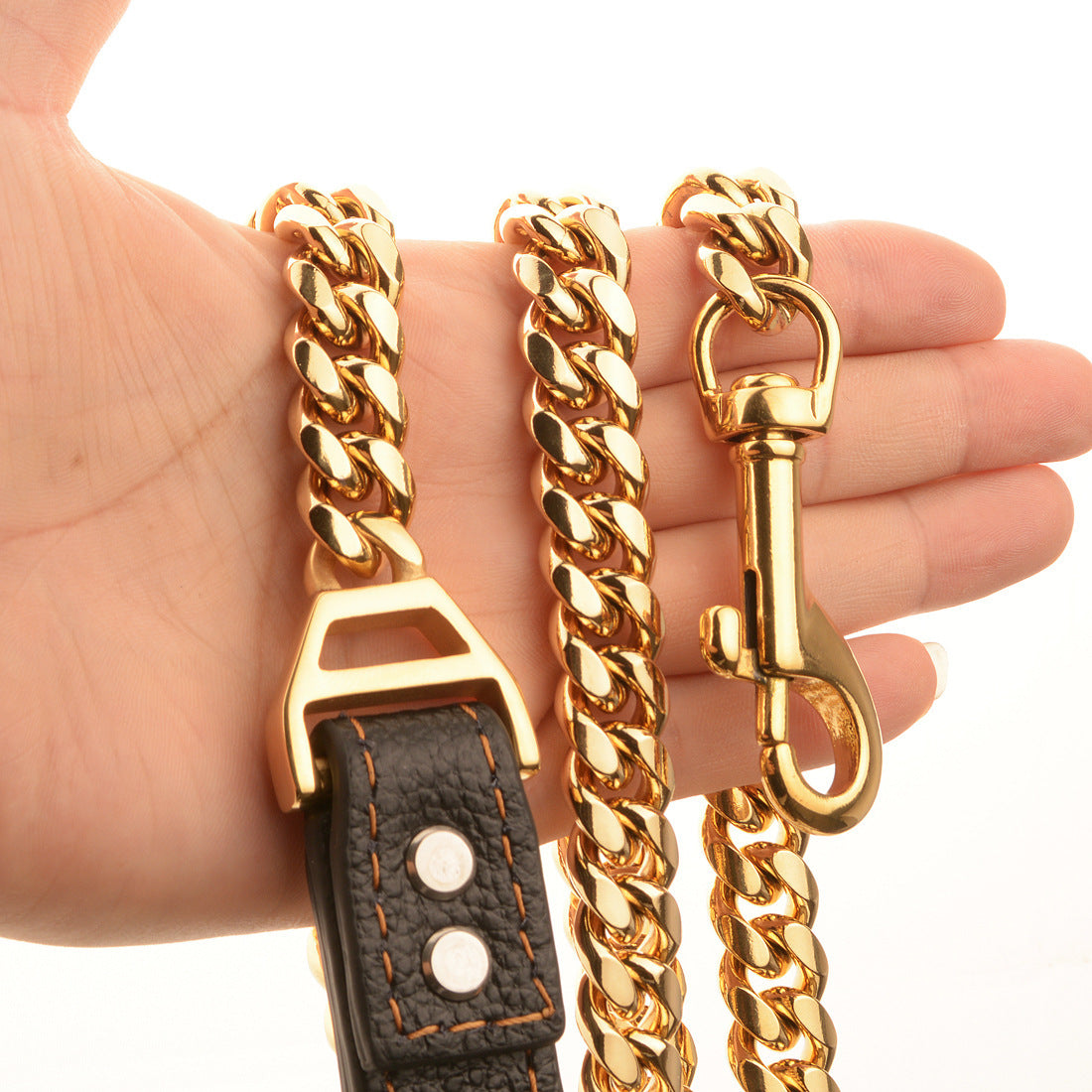 Heavy-Duty Cuban Chain Dog Collar – Stainless Steel & Titanium Steel for Training & Walking