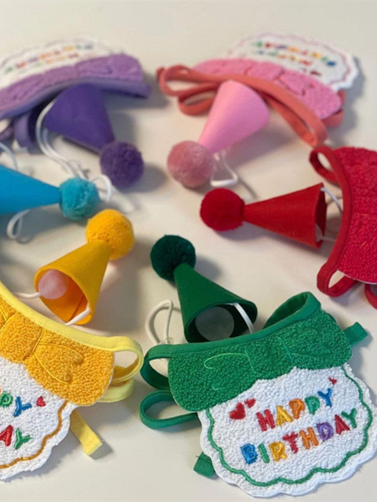 Adorable Dog and Cat Bib and Hat Set – Cute & Stylish Pet Outfit for Special Occasions