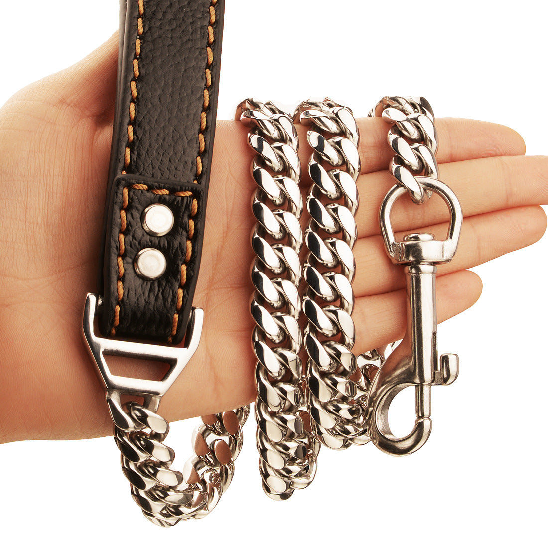Heavy-Duty Cuban Chain Dog Collar – Stainless Steel & Titanium Steel for Training & Walking