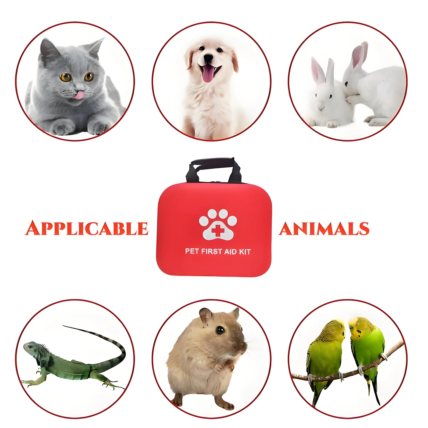Portable EVA Pet First Aid Kit, Pet Emergency Care Kit, Cat and Dog Nail Clippers, Vehicle Pet Emergency Kit