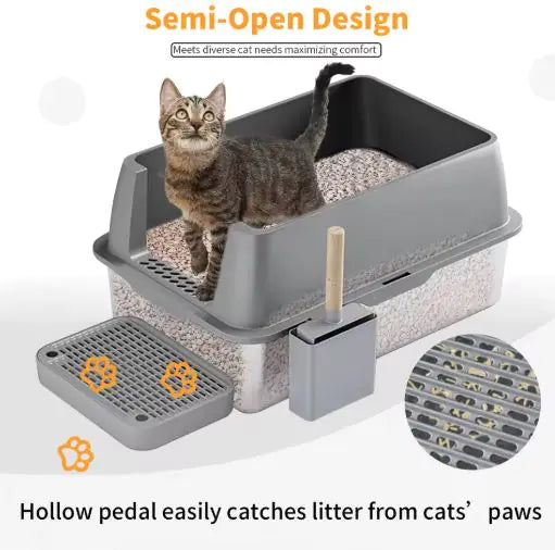 Stainless Steel Fully Enclosed Cat Litter Box – Large, Durable & Odor Resistant