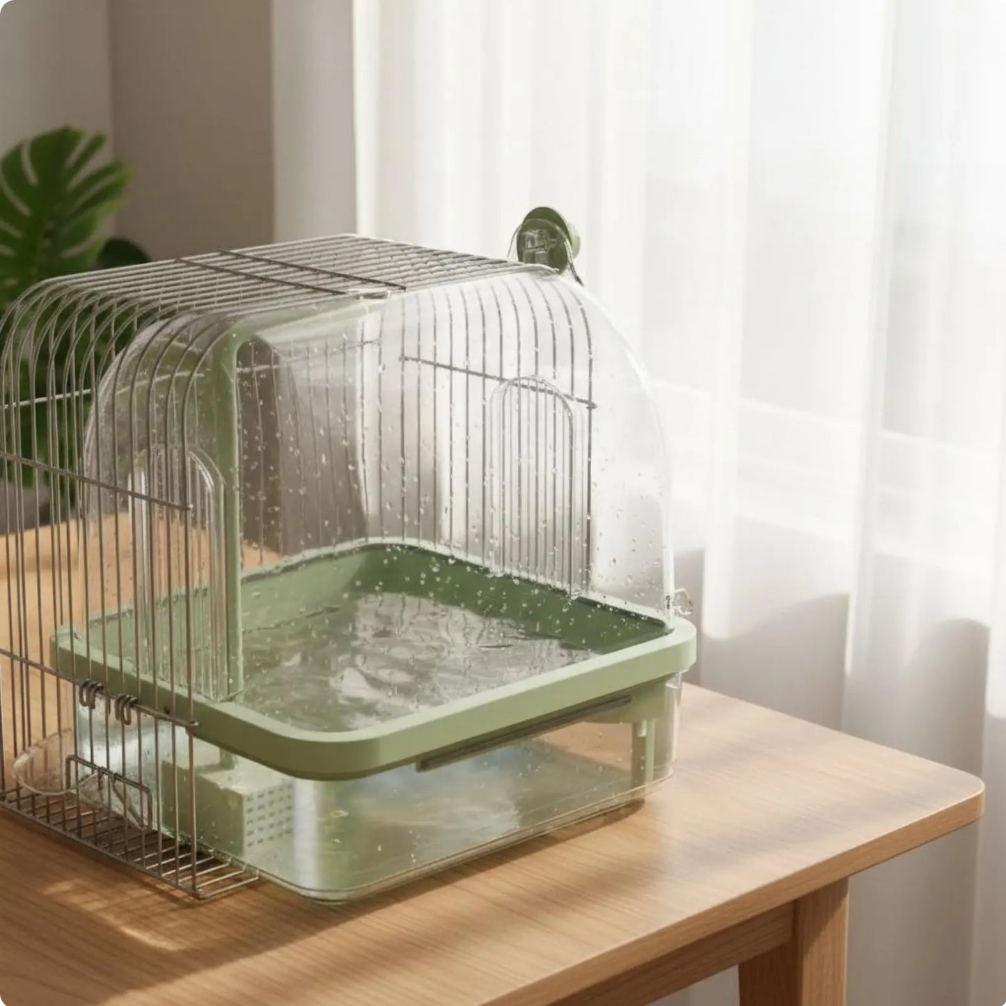Hanging Avian Shower Transparent Panoramic View Enclosed Avian Bathing Box Parakeet Bath House Easy to Disassemble Pet Supplies