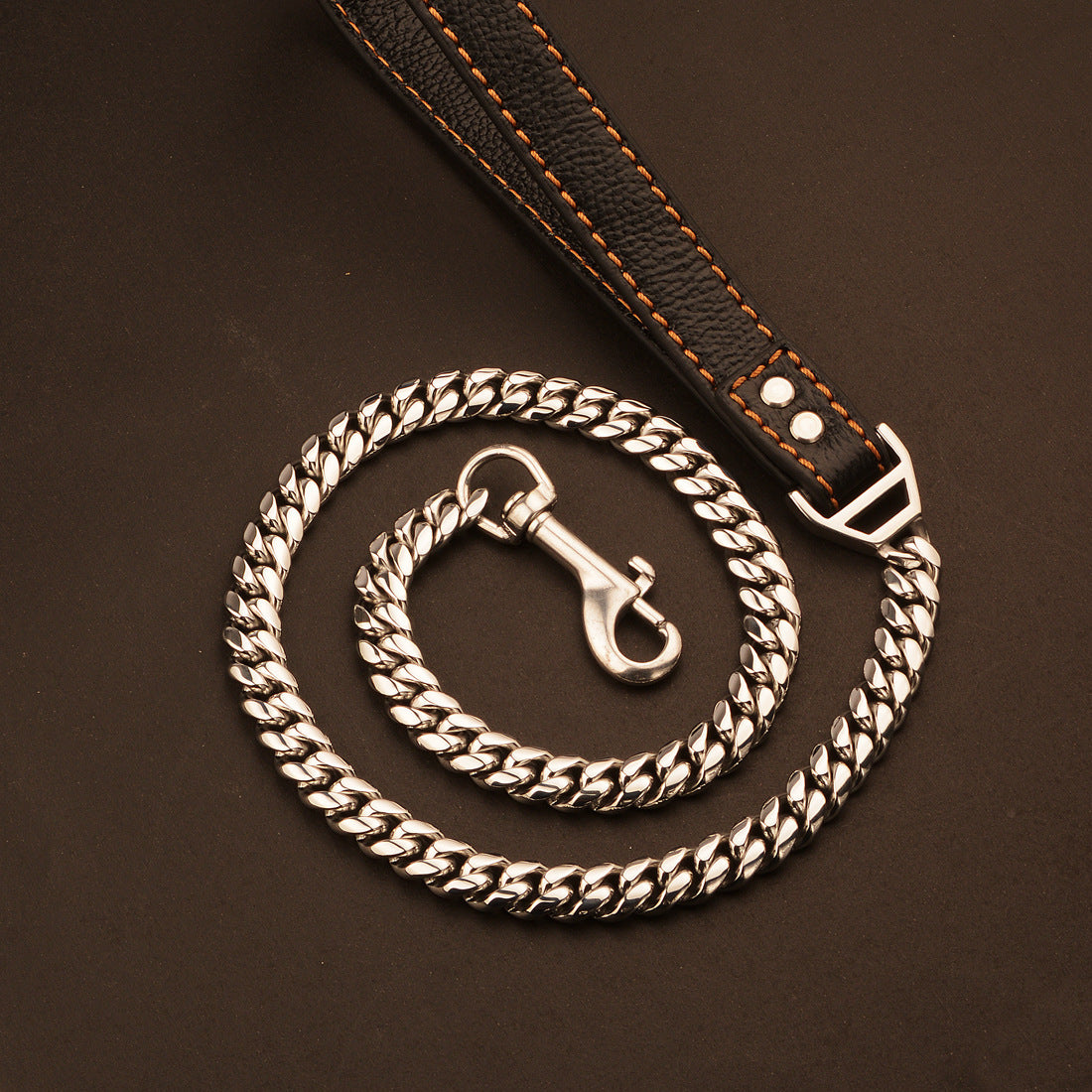 Heavy-Duty Cuban Chain Dog Collar – Stainless Steel & Titanium Steel for Training & Walking