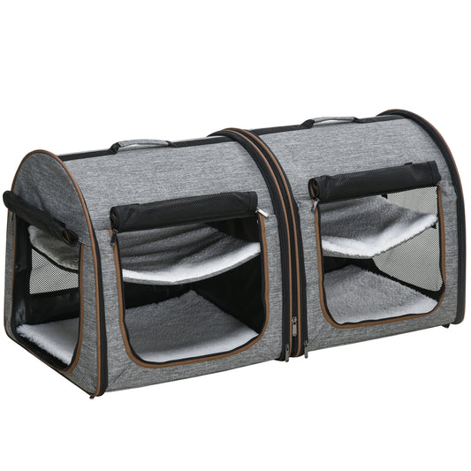 Portable Soft-Sided Cat Carrier with Divider – Dual-Compartment Travel Crate with Padded Design & Storage Bag