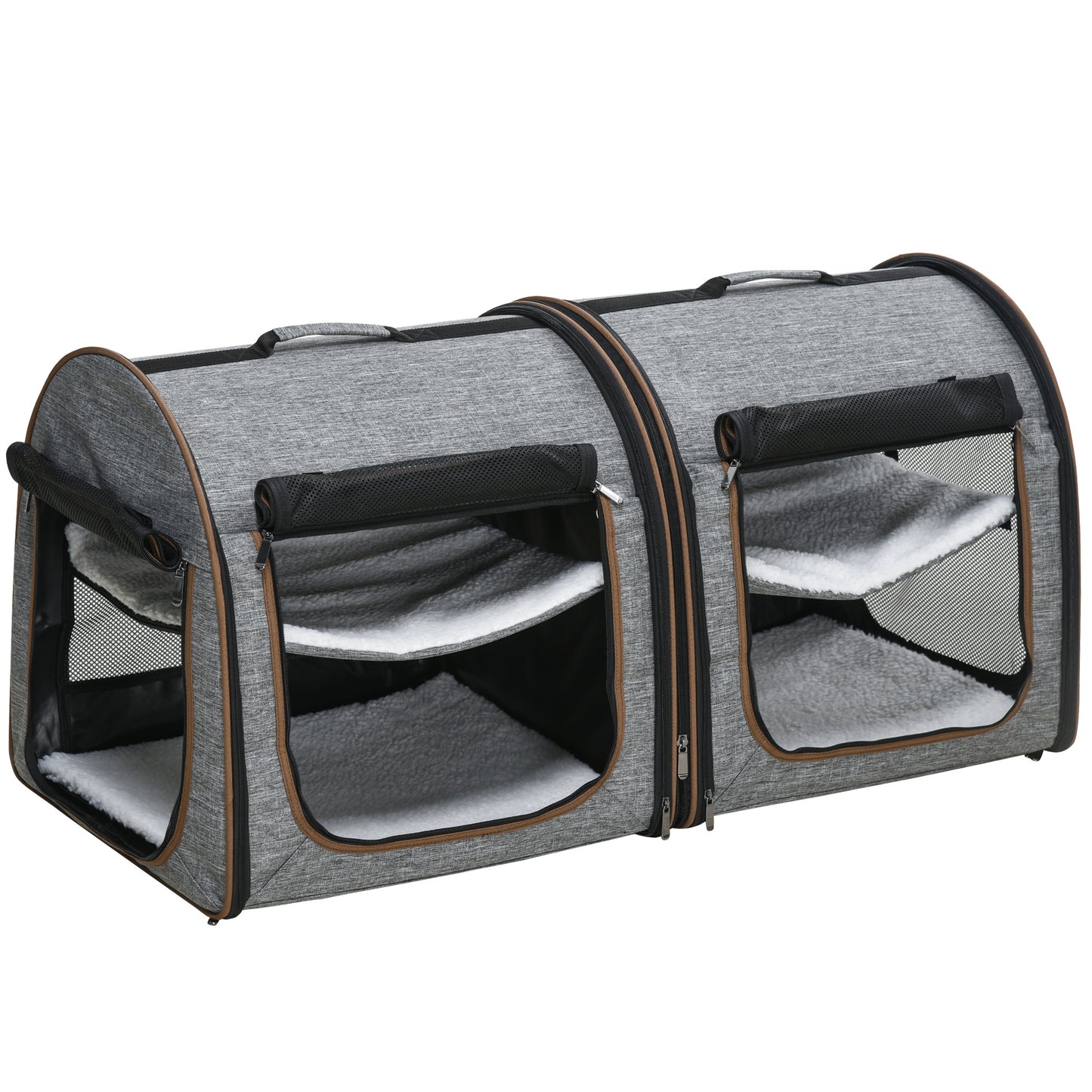 Portable Soft-Sided Cat Carrier with Divider – Dual-Compartment Travel Crate with Padded Design & Storage Bag