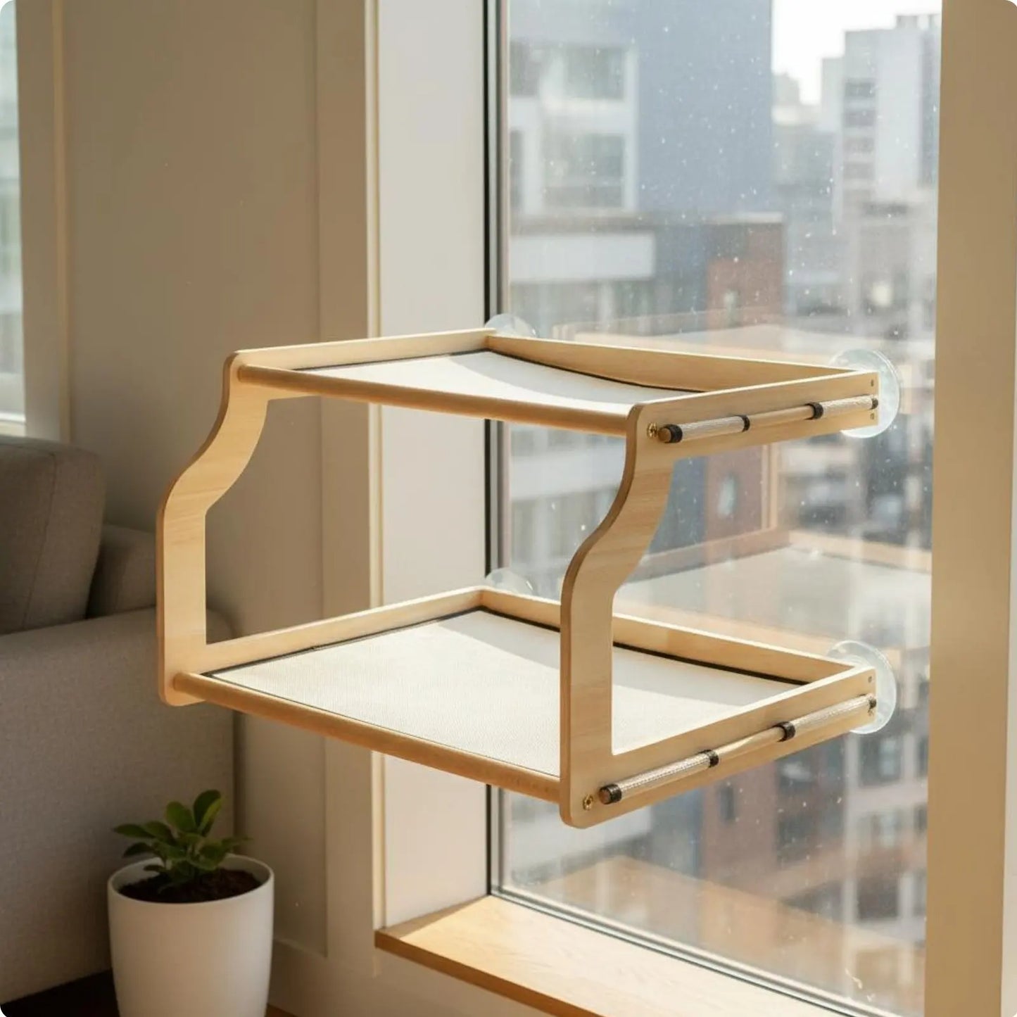 Window Mounted Cat Bed Easy-Mount Installation Bunk Cat Window Perch Pet Supplies Easy to Clean Breathable Mesh for Balcony