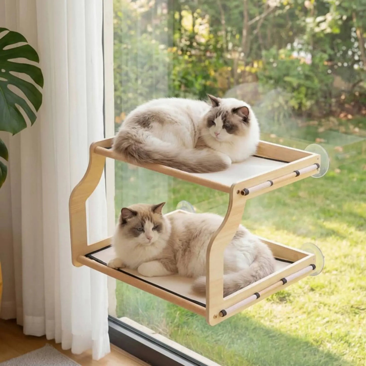 Window Mounted Cat Bed Easy-Mount Installation Bunk Cat Window Perch Pet Supplies Easy to Clean Breathable Mesh for Balcony