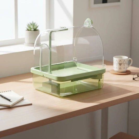 Hanging Avian Shower Transparent Panoramic View Enclosed Avian Bathing Box Parakeet Bath House Easy to Disassemble Pet Supplies