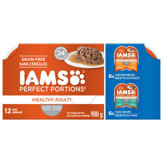 IAMS Perfect Portions Chicken & Tuna Cuts in Gravy – 12 Trays (24 Servings)