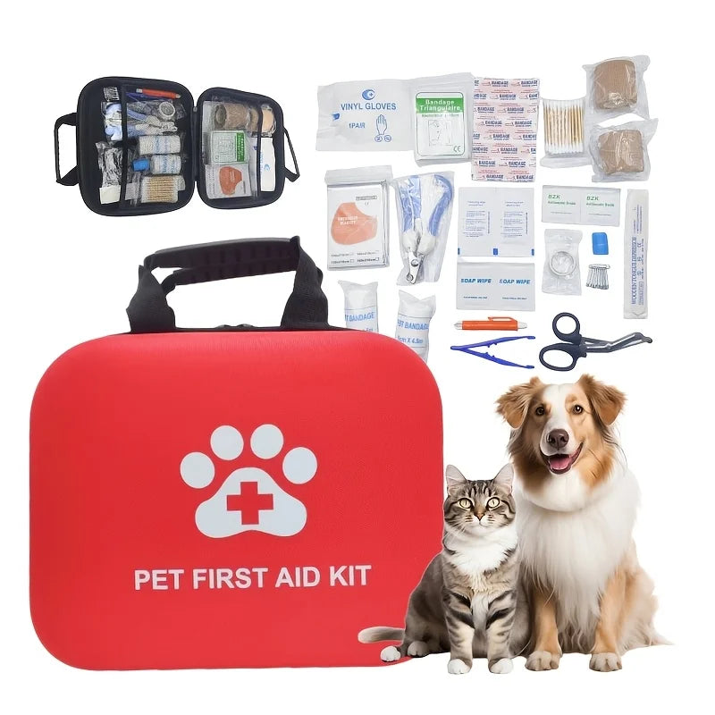 Portable EVA Pet First Aid Kit, Pet Emergency Care Kit, Cat and Dog Nail Clippers, Vehicle Pet Emergency Kit