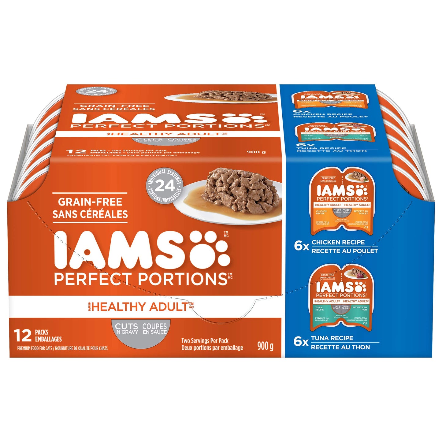 IAMS Perfect Portions Chicken & Tuna Cuts in Gravy – 12 Trays (24 Servings)
