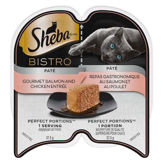 Sheba Bistro Perfect Portions Gourmet Salmon & Chicken Wet Cat Food – 24 Pack (75g x 2)