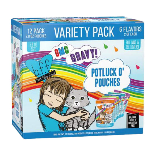 Potluck O’ Pouches Variety Pack – 12 Pouches (5 Flavor Combo, Grain-Free, High-Protein)