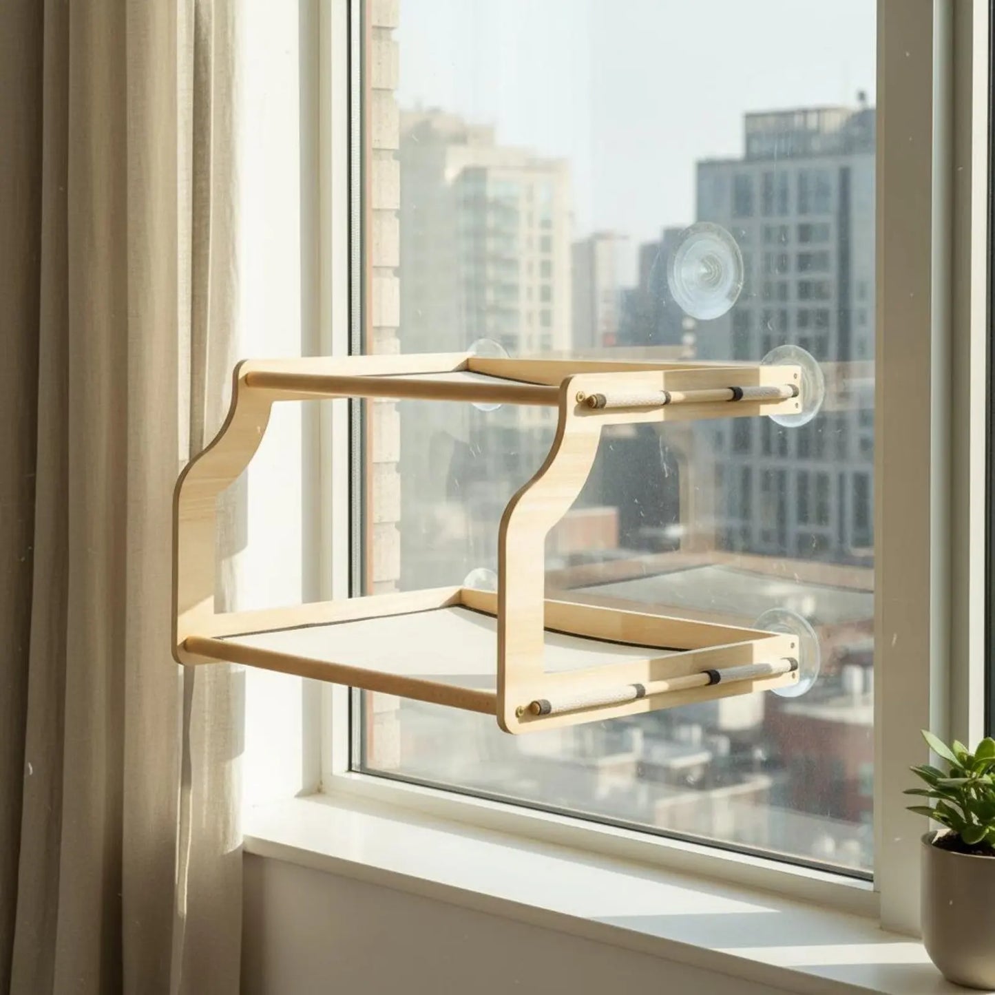 Window Mounted Cat Bed Easy-Mount Installation Bunk Cat Window Perch Pet Supplies Easy to Clean Breathable Mesh for Balcony