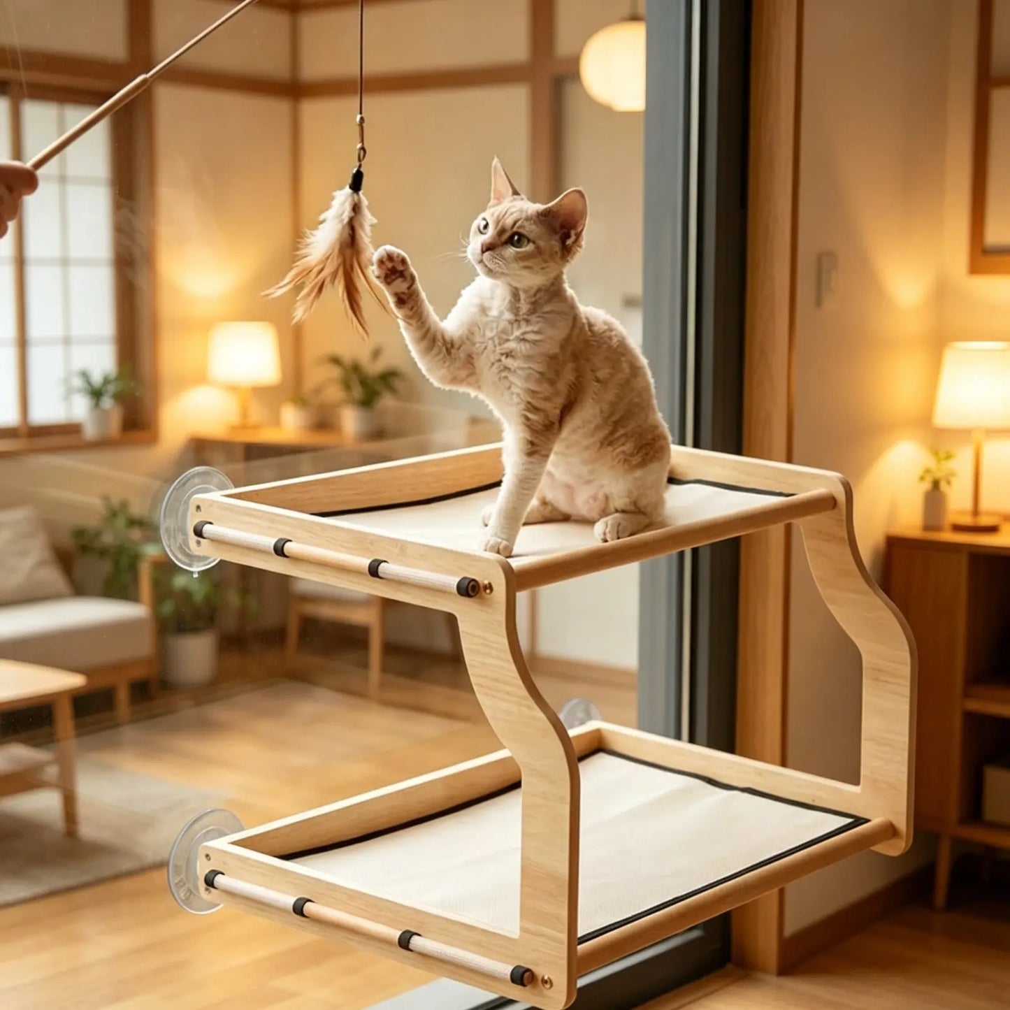 Window Mounted Cat Bed Easy-Mount Installation Bunk Cat Window Perch Pet Supplies Easy to Clean Breathable Mesh for Balcony