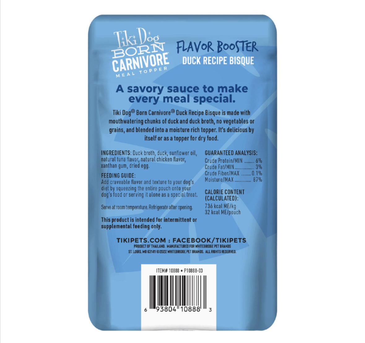 Tiki Dog Born Carnivore Duck Recipe Bisque Meal Topper | Kitchener - Maple Pets