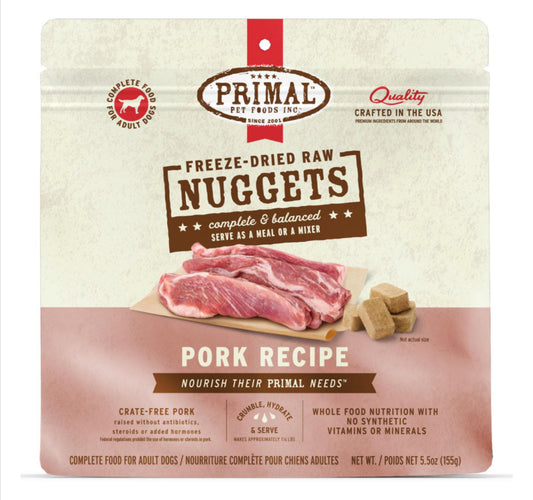 Primal Freeze-Dried Raw Nuggets Pork Recipe for Adult Dogs - Maple Pets