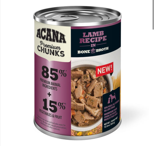 ACANA Premium Chunks Lamb Recipe – High-Protein Best Dog Food with Real Lamb & Bone Broth - Maple Pets