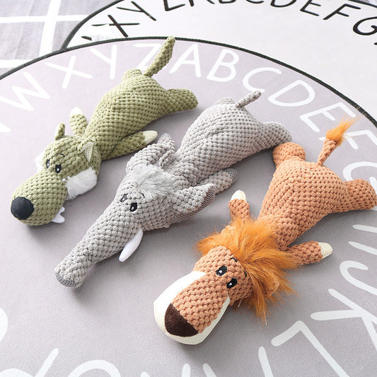Plush Cartoon Puppy Dog Toy – Squeaky and Durable Chew Toy for Small Dogs