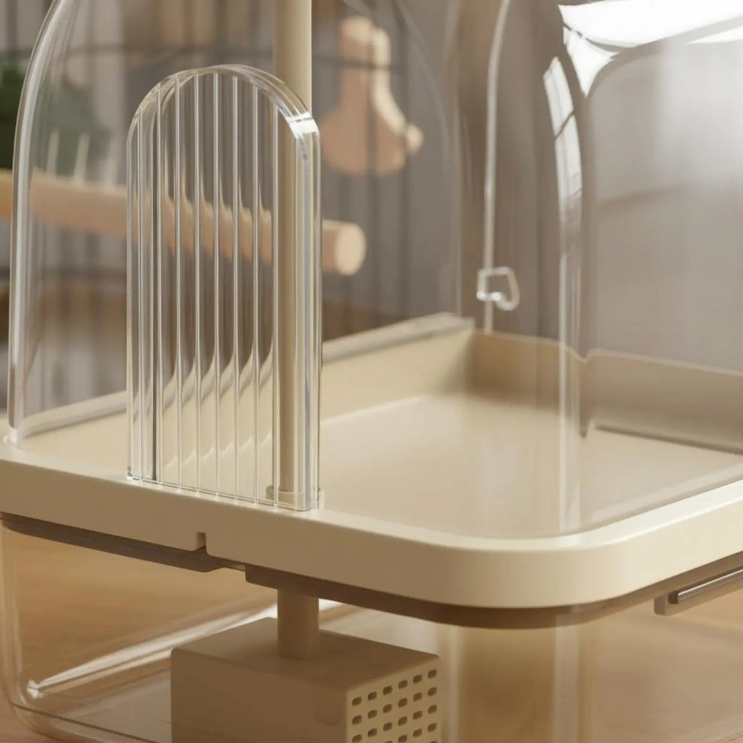 Hanging Avian Shower Transparent Panoramic View Enclosed Avian Bathing Box Parakeet Bath House Easy to Disassemble Pet Supplies