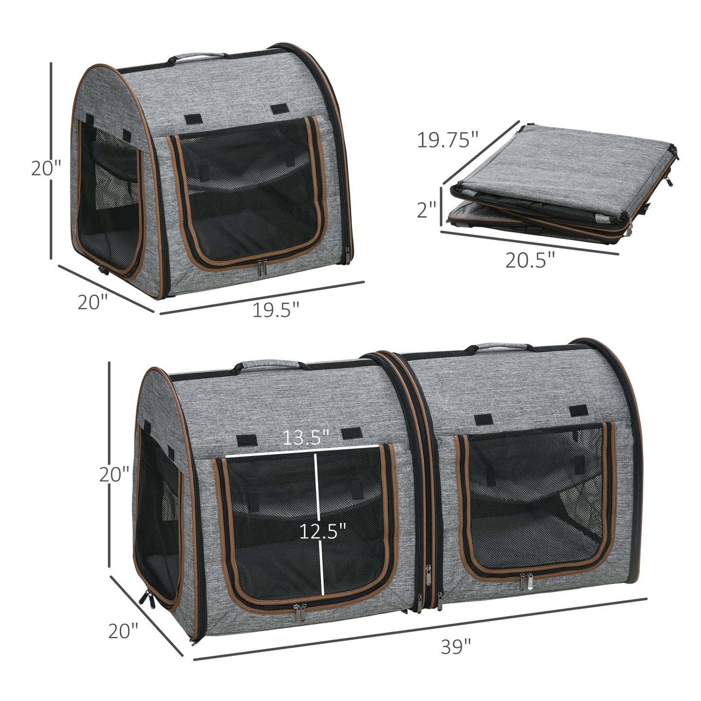 Portable Soft-Sided Cat Carrier with Divider – Dual-Compartment Travel Crate with Padded Design & Storage Bag