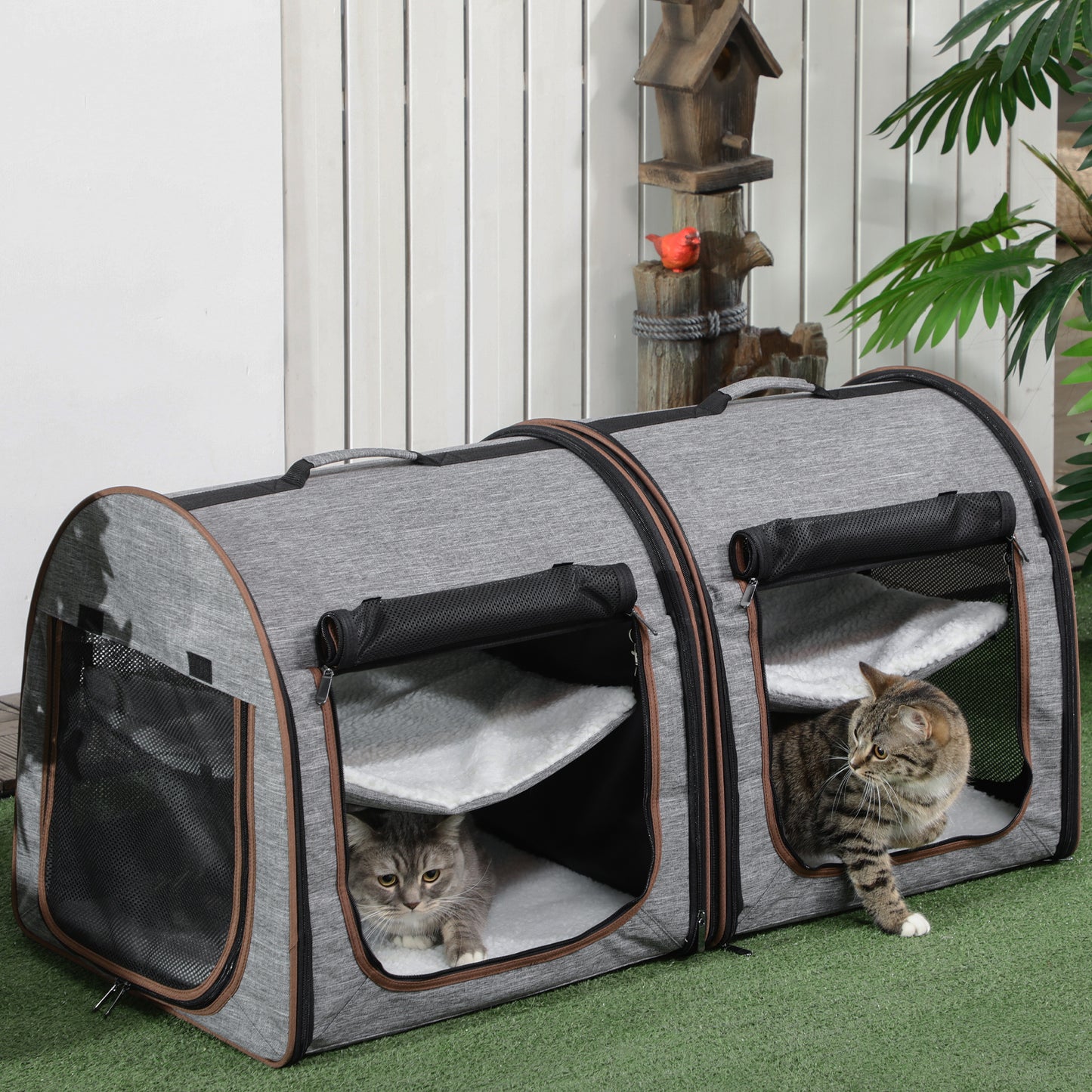 Portable Soft-Sided Cat Carrier with Divider – Dual-Compartment Travel Crate with Padded Design & Storage Bag