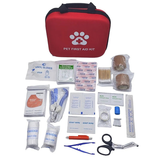 Portable EVA Pet First Aid Kit, Pet Emergency Care Kit, Cat and Dog Nail Clippers, Vehicle Pet Emergency Kit