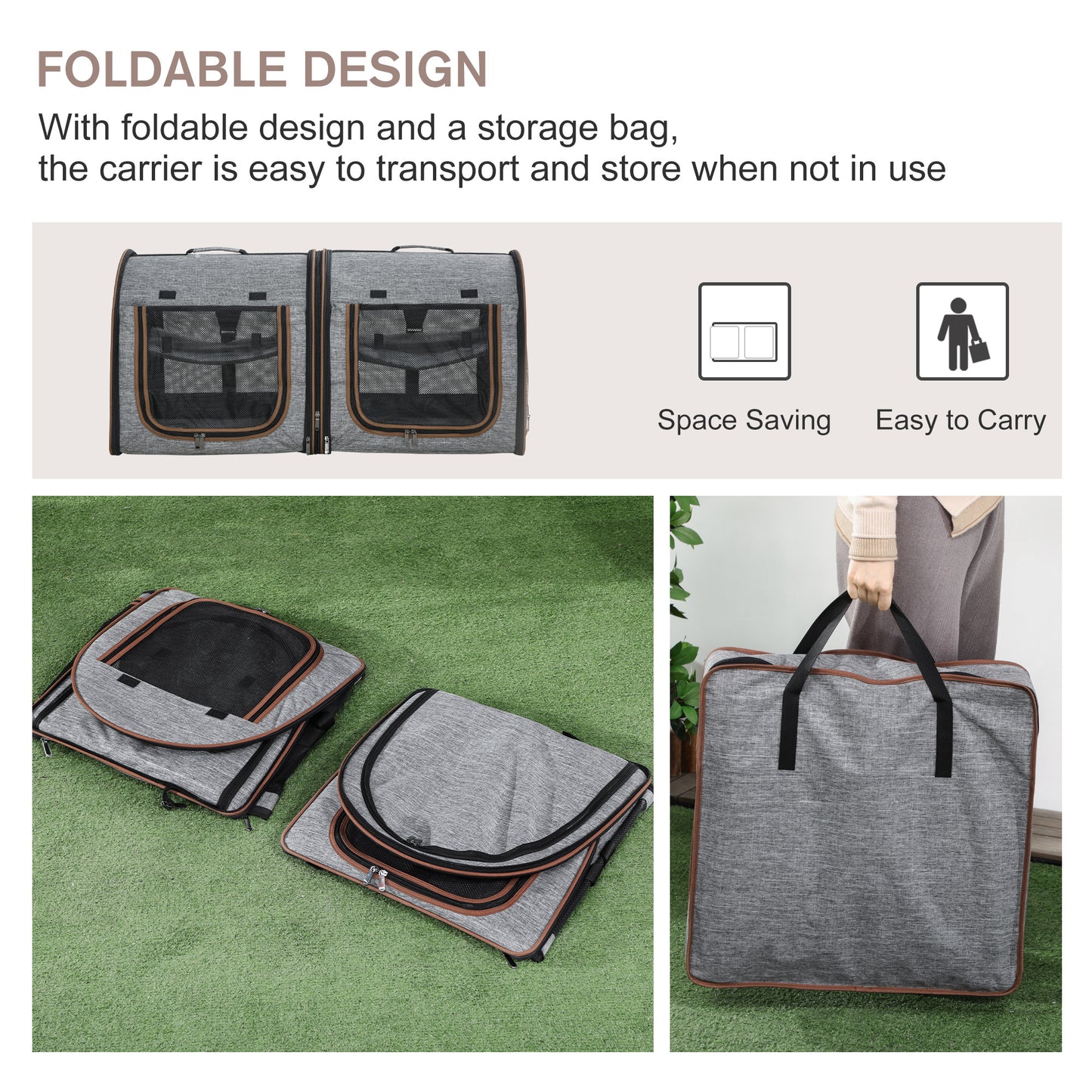 Portable Soft-Sided Cat Carrier with Divider – Dual-Compartment Travel Crate with Padded Design & Storage Bag