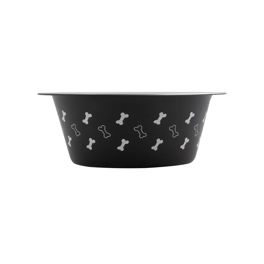 Stainless Steel Dog Bowl with Bone Design Pet Food Water Feeder Dish 760ml Anti Slip Non Skid Heavy Duty Pet Supplies for Dogs Cats Pets