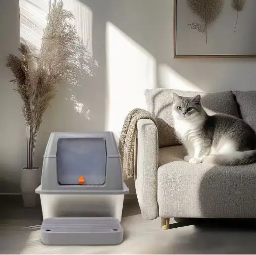 Stainless Steel Fully Enclosed Cat Litter Box – Large, Durable & Odor Resistant