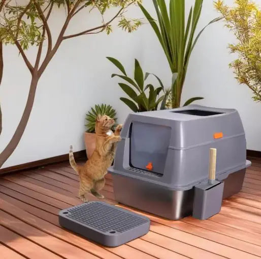 Stainless Steel Fully Enclosed Cat Litter Box – Large, Durable & Odor Resistant