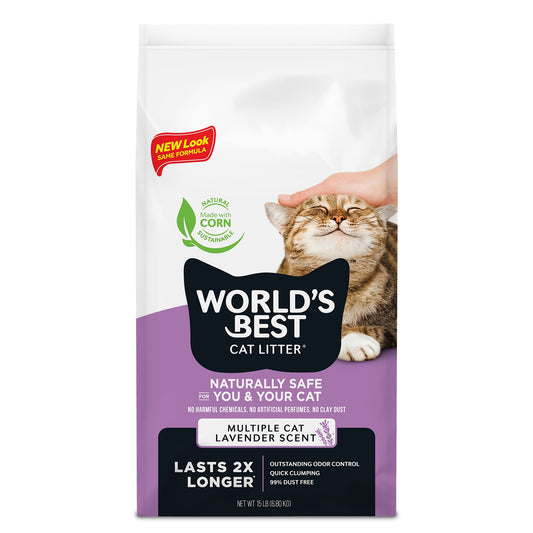 World's Best Cat Litter Lavender Scented Cat Litter Toronto - Flushable, 99% Dust Free, Clumping, 15 LB - Maple Pets